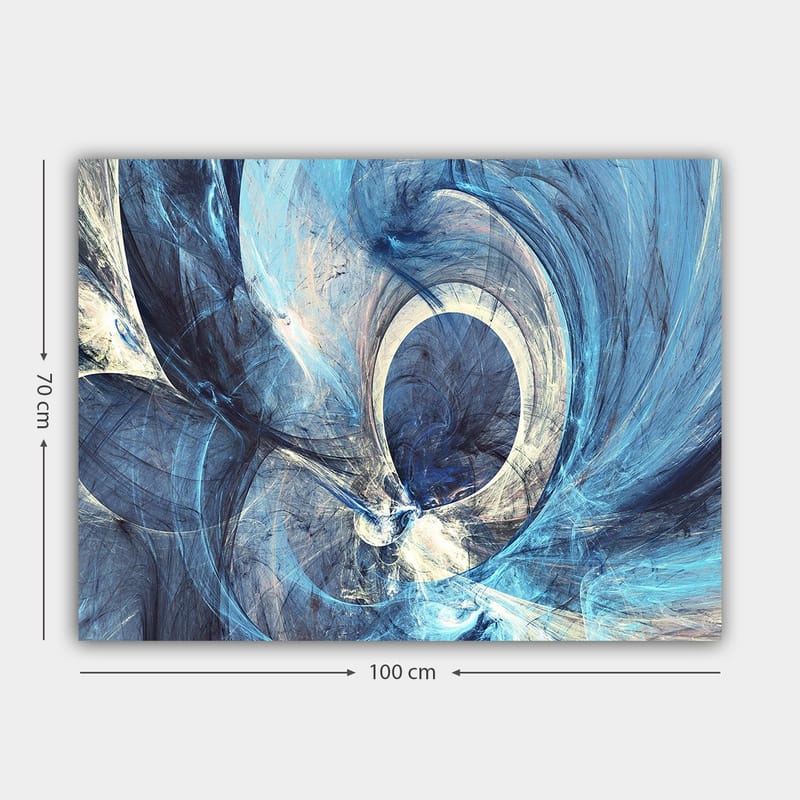 Canvas taulu 70x100 cm - Abstrakti sommitelma sinisävyisillä heiluvilla muodoilla - Tummansininen / Vaaleansininen / Valkoinen - Sisustustuotteet - Taulu & taide - Canvas-taulu