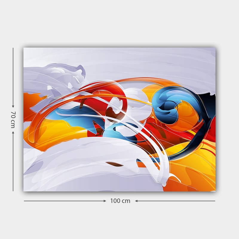 Canvas taulu 70x100 cm - Abstrakti sommitelma värikkäillä keinuilla ja muodoilla - Punainen / Sininen / Oranssi - Sisustustuotteet - Taulu & taide - Canvas-taulu