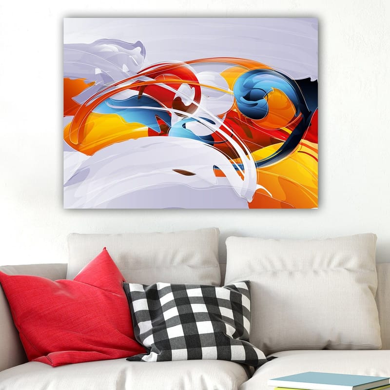 Canvas taulu 70x100 cm - Abstrakti sommitelma värikkäillä keinuilla ja muodoilla - Punainen / Sininen / Oranssi - Sisustustuotteet - Taulu & taide - Canvas-taulu
