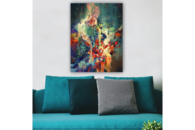 Canvas taulu 70x100 cm - Abstrakti sommitelma värikkäillä muodoilla ja dynaamisilla viivoilla - Punainen / Vihreä / Sininen - Sisustustuotteet - Taulu & taide - Canvas-taulu