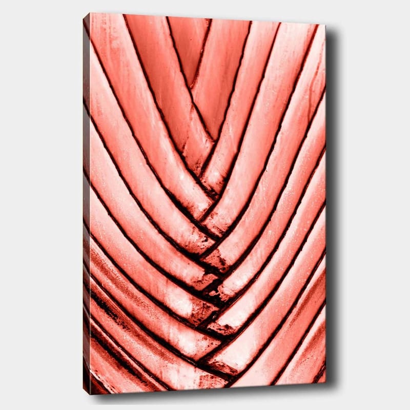 Canvas taulu 70x100 cm - Abstrakti sommitelma vaaleanpunaisilla aaltoviivoilla, Vaaleanpunainen / musta