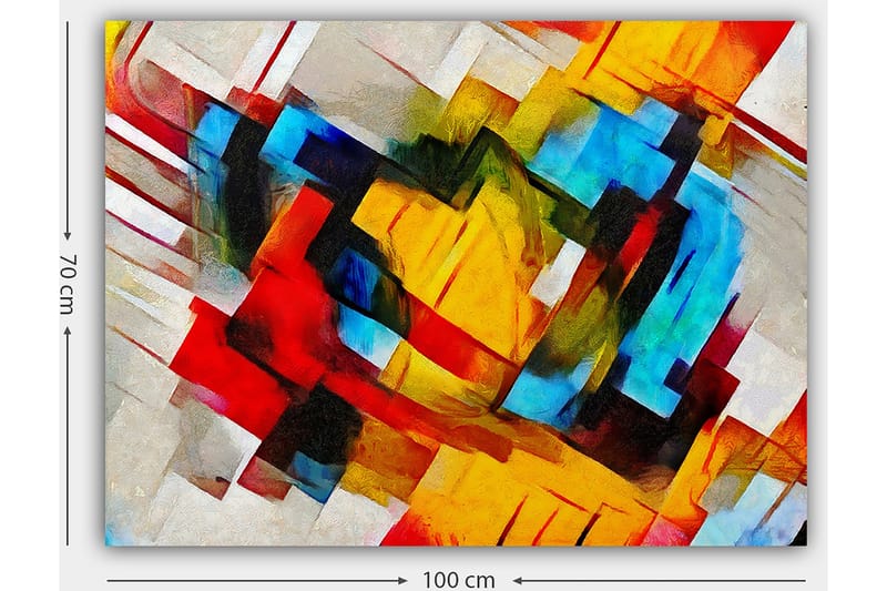 Canvas taulu 70x100 cm - Abstrakti sommitelma vahvoilla väreillä ja dynaamisilla muodoilla - Punainen / Sininen / Keltainen - Sisustustuotteet - Taulu & taide - Canvas-taulu