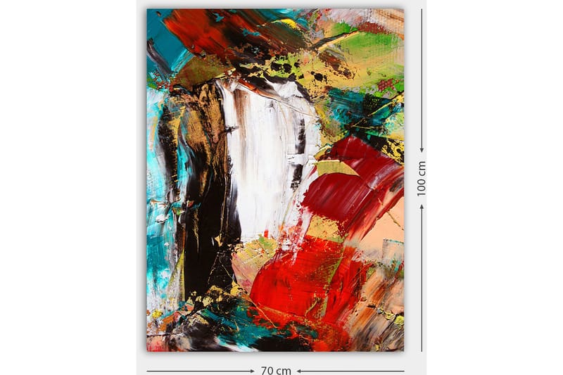 Canvas taulu 70x100 cm - Abstrakti sommitelma vahvoilla väreillä ja dynaamisilla muodoilla - Punainen / Musta / Vihreä - Sisustustuotteet - Taulu & taide - Canvas-taulu