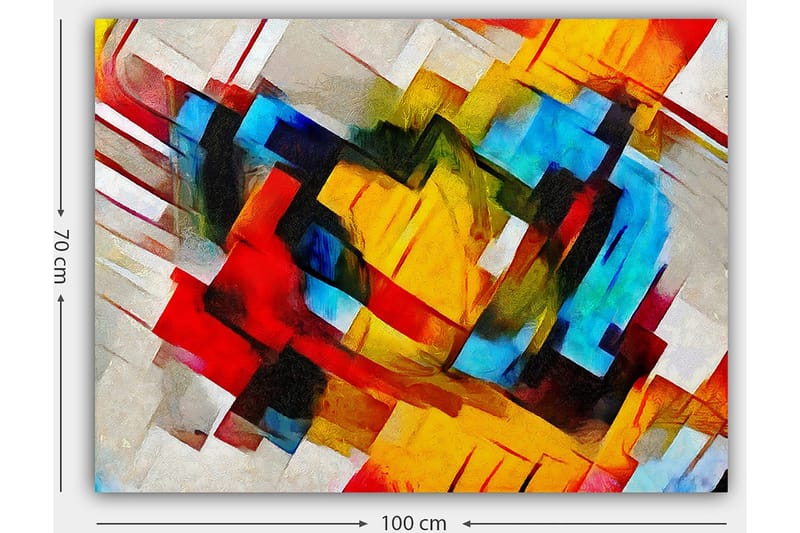 Canvas taulu 70x100 cm - Abstrakti sommitelma vahvoilla väreillä ja dynaamisilla muodoilla - Punainen / Sininen / Keltainen - Sisustustuotteet - Taulu & taide - Canvas-taulu