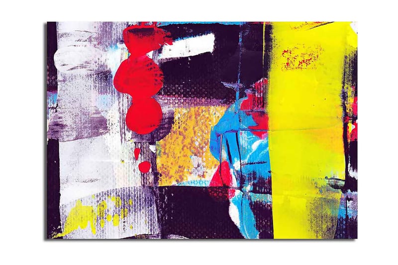Canvas taulu 70x100 cm - Abstrakti sommitelma vahvoilla väreillä ja geometrisilla muodoilla, Punainen / Keltainen / Sininen