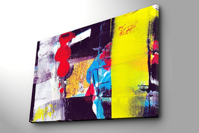 Canvas taulu 70x100 cm - Abstrakti sommitelma vahvoilla väreillä ja geometrisilla muodoilla - Punainen / Keltainen / Sininen - Sisustustuotteet - Taulu & taide - Canvas-taulu