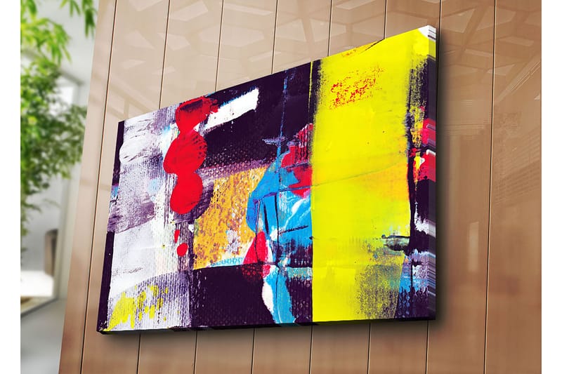 Canvas taulu 70x100 cm - Abstrakti sommitelma vahvoilla väreillä ja geometrisilla muodoilla - Punainen / Keltainen / Sininen - Sisustustuotteet - Taulu & taide - Canvas-taulu