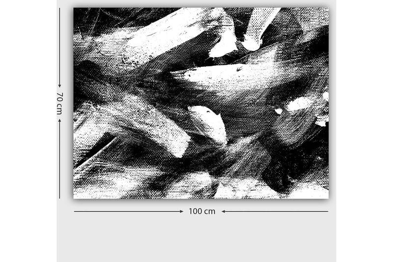 Canvas taulu 70x100 cm - Abstrakti sommitelma voimakkailla mustavalkoisilla siveltimenvedoilla - Musta / Valkoinen - Sisustustuotteet - Taulu & taide - Canvas-taulu
