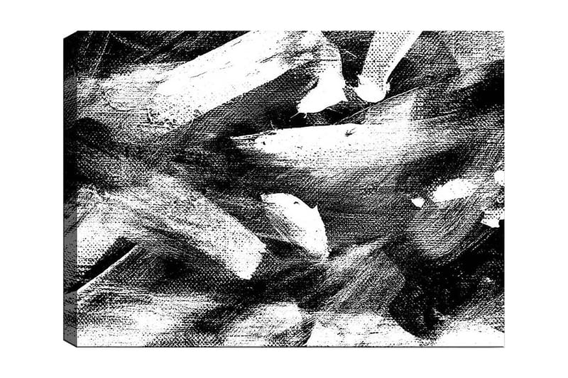 Canvas taulu 70x100 cm - Abstrakti sommitelma voimakkailla mustavalkoisilla siveltimenvedoilla, Musta / Valkoinen