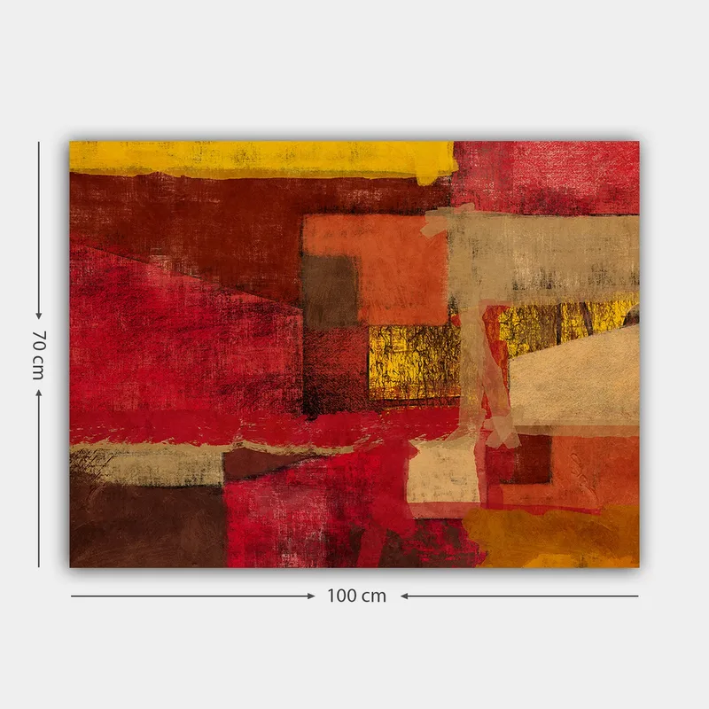 Canvas taulu 70x100 cm - Abstrakti sommitelma voimakkailla punaisen ja kullan sävyillä - Punainen / Kulta / Beige - Sisustustuotteet - Taulu & taide - Canvas-taulu