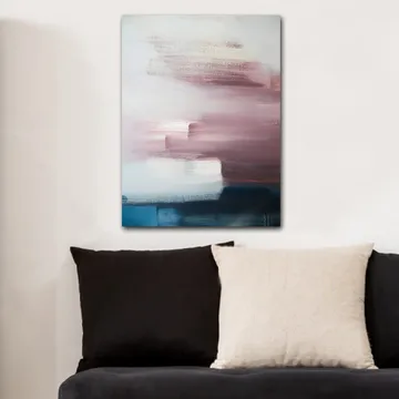 Canvas taulu 70x100 cm - Abstrakti sommitelma pehmeillä vaaleanpunaisen ja sinisen sävyillä - Vaaleanpunainen / Sininen / Valkoinen - Sisustustuotteet - Taulu & taide - Canvas-taulu