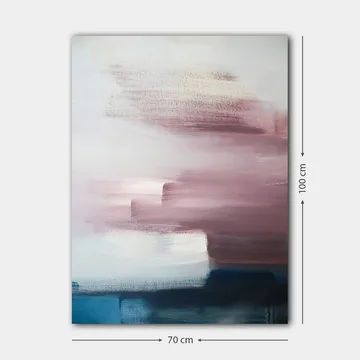 Canvas taulu 70x100 cm - Abstrakti sommitelma pehmeillä vaaleanpunaisen ja sinisen sävyillä - Vaaleanpunainen / Sininen / Valkoinen - Sisustustuotteet - Taulu & taide - Canvas-taulu