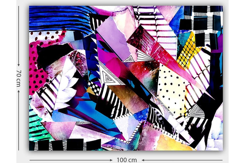 Canvas taulu 70x100 cm - Abstrakti sommittelu värikkäistä geometrisista muodoista ja kuvioista - Violetti / Sininen / Musta - Sisustustuotteet - Taulu & taide - Canvas-taulu