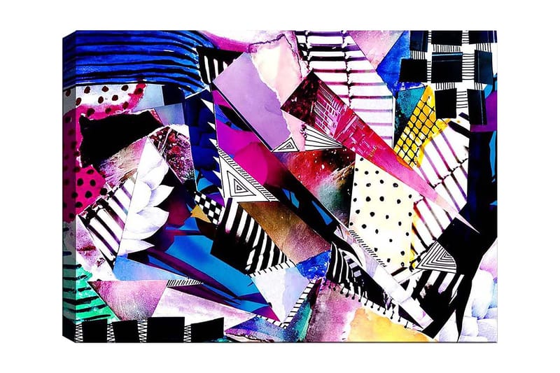 Canvas taulu 70x100 cm - Abstrakti sommittelu värikkäistä geometrisista muodoista ja kuvioista, Violetti / Sininen / Musta