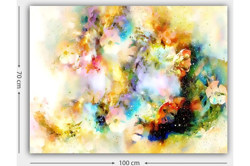 Canvas taulu 70x100 cm - Abstrakti taideteos, jonka väriräjähdykset luovat unenomaisen tunnelman - Sininen / Keltainen / Vaaleanpunainen - Sisustustuotteet - Taulu & taide - Canvas-taulu