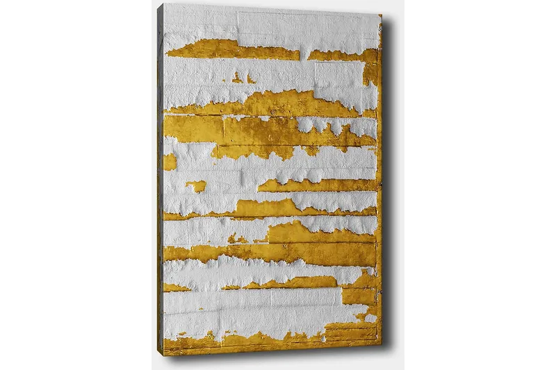 Canvas taulu 70x100 cm - Abstrakti taideteos, jossa kullan ja valkoisen väriset viivat luovat dynaamisen tekstuurin - Kulta / Valkoinen - Sisustustuotteet - Taulu & taide - Canvas-taulu