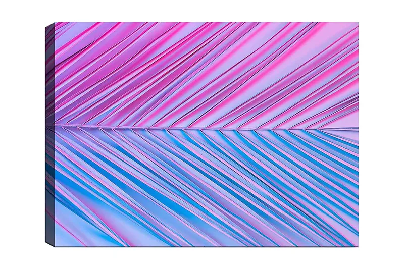 Canvas taulu 70x100 cm - Abstrakti taideteos, jossa on vaaleanpunaisia ja sinisiä vinoviivoja, Vaaleanpunainen / Sininen