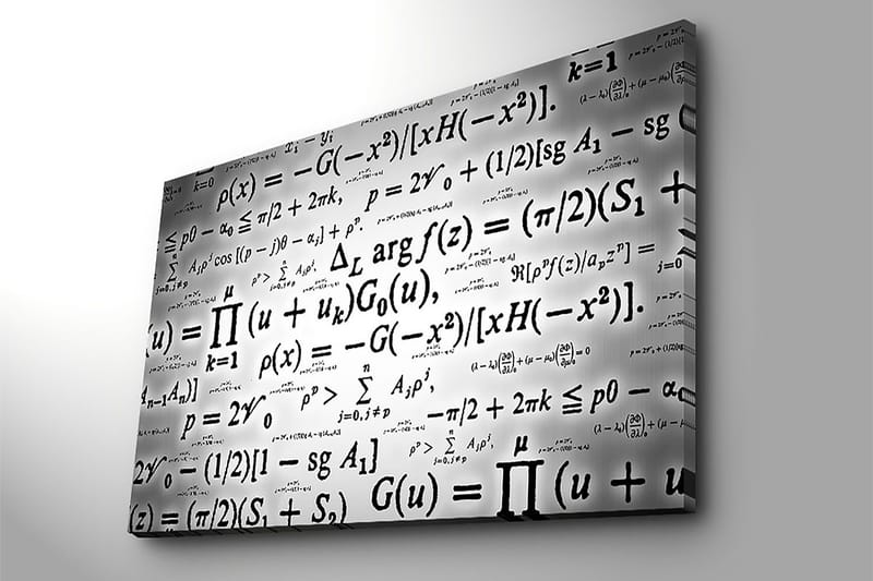 Canvas taulu 70x100 cm - Abstrakti taideteos matemaattisilla kaavoilla ja symboleilla mustavalkoisena - Musta / Valkoinen - Sisustustuotteet - Taulu & taide - Canvas-taulu