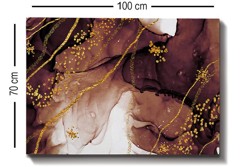 Canvas taulu 70x100 cm - Abstrakti taideteos virtaavilla muodoilla ja kultaisilla yksityiskohdilla - Tummanruskea / Kulta / Beige - Sisustustuotteet - Taulu & taide - Canvas-taulu