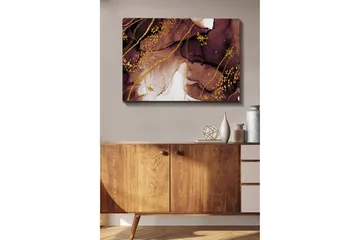 Canvas taulu 70x100 cm - Abstrakti taideteos virtaavilla muodoilla ja kultaisilla yksityiskohdilla - Tummanruskea / Kulta / Beige - Sisustustuotteet - Taulu & taide - Canvas-taulu