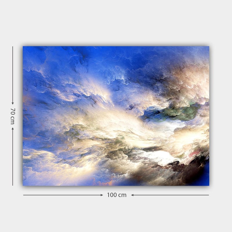 Canvas taulu 70x100 cm - Abstrakti taivas dramaattisilla pilvimuodostelmilla eri sävyissä - Sininen / Valkoinen / Vihreä - Sisustustuotteet - Taulu & taide - Canvas-taulu