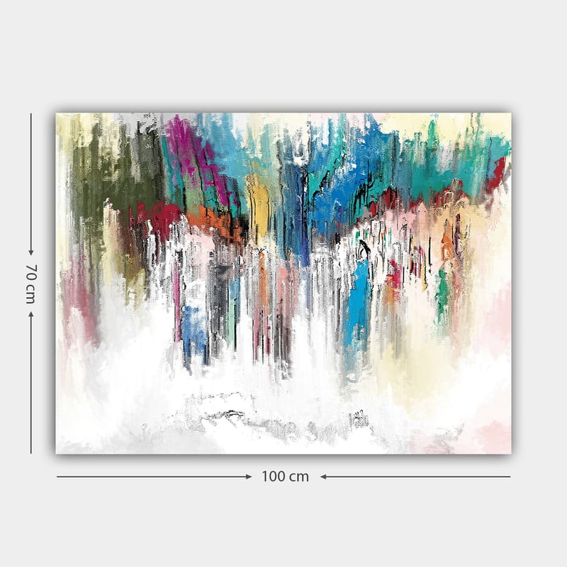 Canvas taulu 70x100 cm - Abstrakti värien räjähdys sinisen ja punaisen elementeillä - Sininen / Punainen / Vihreä - Sisustustuotteet - Taulu & taide - Canvas-taulu