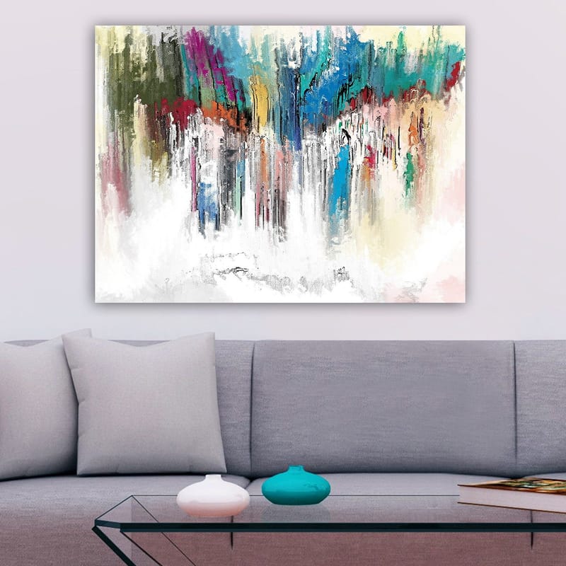 Canvas taulu 70x100 cm - Abstrakti värien räjähdys sinisen ja punaisen elementeillä - Sininen / Punainen / Vihreä - Sisustustuotteet - Taulu & taide - Canvas-taulu