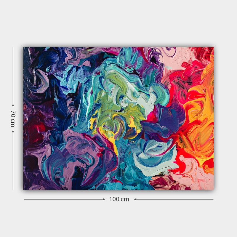 Canvas taulu 70x100 cm - Abstrakti värien räjähdys pyörteilevillä kuvioilla ja dynaamisilla muodoilla - Sininen / Vihreä / Punainen - Sisustustuotteet - Taulu & taide - Canvas-taulu