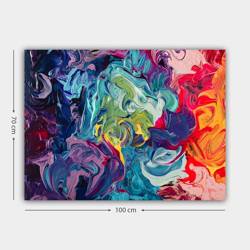 Canvas taulu 70x100 cm - Abstrakti värien räjähdys pyörteilevillä kuvioilla ja dynaamisilla muodoilla - Sininen / Vihreä / Punainen - Sisustustuotteet - Taulu & taide - Canvas-taulu