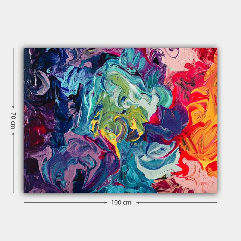 Canvas taulu 70x100 cm - Abstrakti värien räjähdys pyörteilevillä kuvioilla ja dynaamisilla muodoilla - Sininen / Vihreä / Punainen - Sisustustuotteet - Taulu & taide - Canvas-taulu