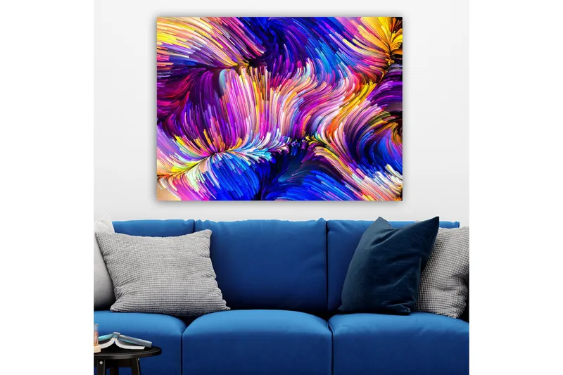 Canvas taulu 70x100 cm - Abstrakti värikäs sommitelma laajoilla viivoilla ja muodoilla - Violetti / Sininen / Keltainen - Sisustustuotteet - Taulu & taide - Canvas-taulu