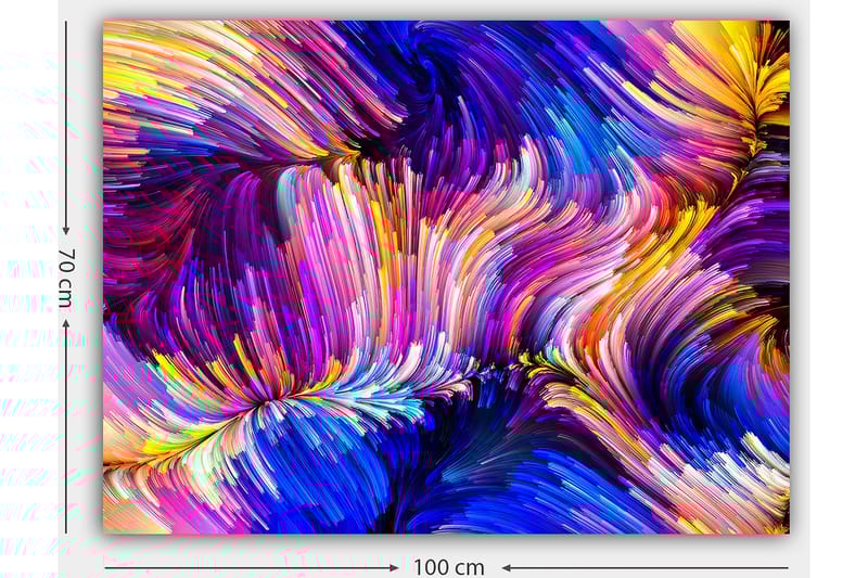 Canvas taulu 70x100 cm - Abstrakti värikäs sommitelma laajoilla viivoilla ja muodoilla - Violetti / Sininen / Keltainen - Sisustustuotteet - Taulu & taide - Canvas-taulu