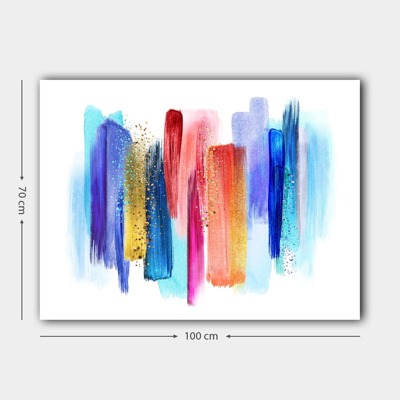 Canvas taulu 70x100 cm - Abstrakti värileikki pystysuorilla siveltimenvedoilla kirkkaissa sävyissä - Sininen / Punainen / Vaaleanpunainen - Sisustustuotteet - Taulu & taide - Canvas-taulu