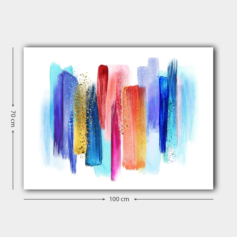 Canvas taulu 70x100 cm - Abstrakti värileikki pystysuorilla siveltimenvedoilla kirkkaissa sävyissä - Sininen / Punainen / Vaaleanpunainen - Sisustustuotteet - Taulu & taide - Canvas-taulu