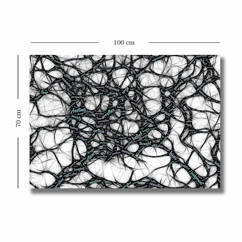 Canvas taulu 70x100 cm - Abstrakti verkosto sanoja, jotka ilmaisevat tunteita ja ajatuksia - Musta / Vaaleansininen / Valkoinen - Sisustustuotteet - Taulu & taide - Canvas-taulu