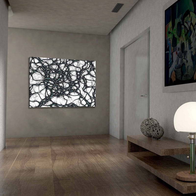 Canvas taulu 70x100 cm - Abstrakti verkosto sanoja, jotka ilmaisevat tunteita ja ajatuksia - Musta / Vaaleansininen / Valkoinen - Sisustustuotteet - Taulu & taide - Canvas-taulu