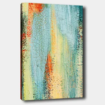 Canvas taulu 70x100 cm - Abstraktia taidetta, jossa sinisen ja oranssin sävyjä luovat dynaamisen tekstuurin - Sininen / Oranssi / Vihreä - Sisustustuotteet - Taulu & taide - Canvas-taulu