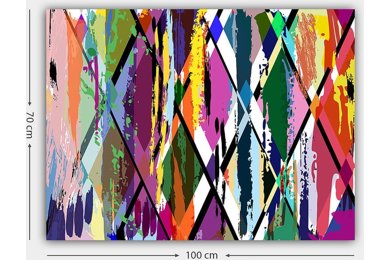 Canvas taulu 70x100 cm - Abstraktia taidetta värikkäillä geometrisilla kuvioilla - Violetti / Vihreä / Oranssi - Sisustustuotteet - Taulu & taide - Canvas-taulu