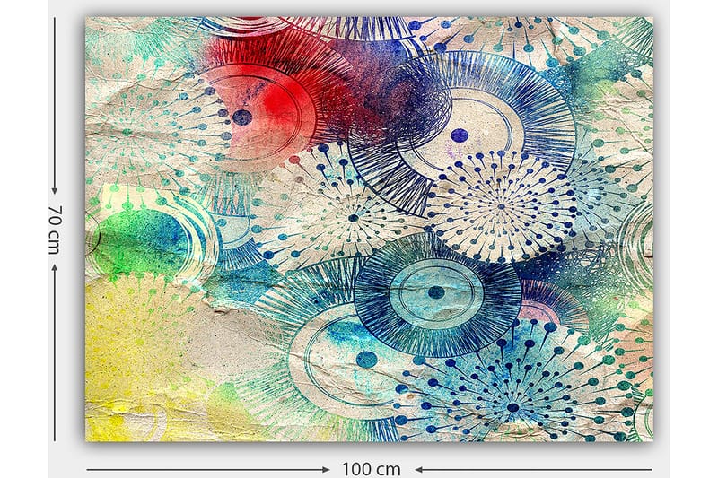 Canvas taulu 70x100 cm - Abstraktia taidetta pyöreillä kuvioilla eri väreissä - Sininen / Punainen / Vihreä - Sisustustuotteet - Taulu & taide - Canvas-taulu