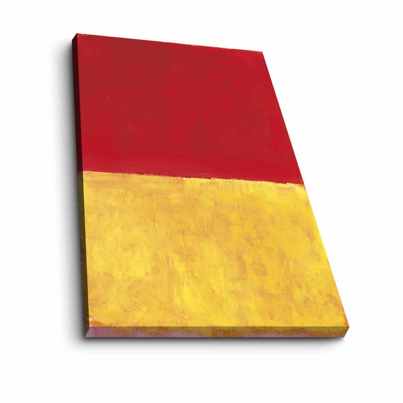 Canvas taulu 70x100 cm - Abstraktia taidetta punaisella yläosalla ja kultaisella alaosalla - Punainen / kulta - Sisustustuotteet - Taulu & taide - Canvas-taulu