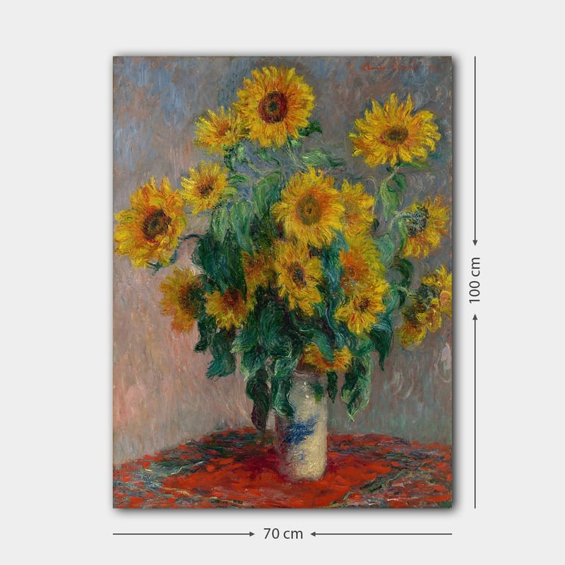 Canvas taulu 70x100 cm - Auringonkukkakimppu maljakossa - Keltainen / Vihreä / Punainen - Sisustustuotteet - Taulu & taide - Canvas-taulu