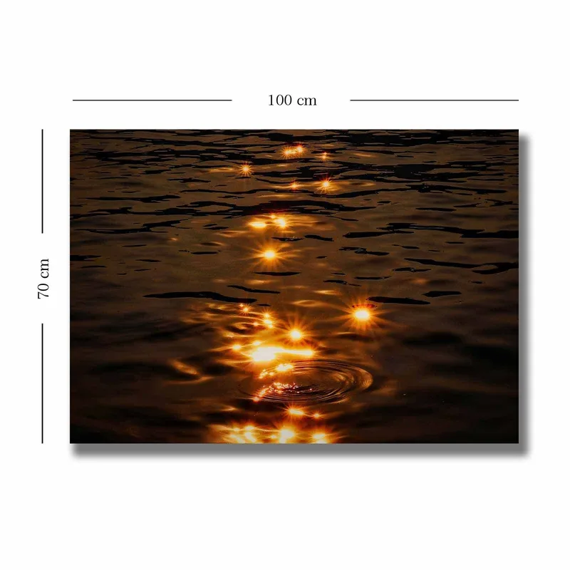 Canvas taulu 70x100 cm - Auringonvalon heijastukset tyynellä veden pinnalla - Kulta / Tummanruskea - Sisustustuotteet - Taulu & taide - Canvas-taulu