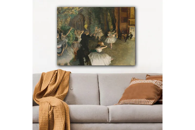 Canvas taulu 70x100 cm - Balettiesitys tanssivien ballerinien kanssa - Valkoinen / Vihreä / Ruskea - Sisustustuotteet - Taulu & taide - Canvas-taulu