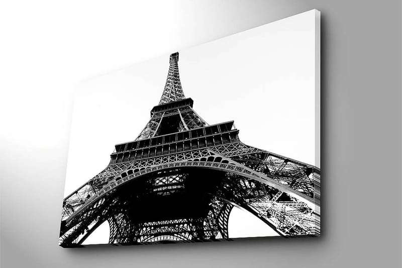 Canvas taulu 70x100 cm - Dramaattinen näkymä Eiffel-tornista alhaalta katsottuna - Musta / Valkoinen - Sisustustuotteet - Taulu & taide - Canvas-taulu
