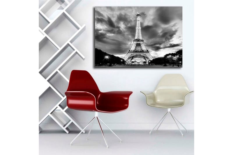 Canvas taulu 70x100 cm - Eiffel-torni dramaattisessa mustavalkoisessa sommitelmassa - Musta / Valkoinen / Harmaa - Sisustustuotteet - Taulu & taide - Canvas-taulu