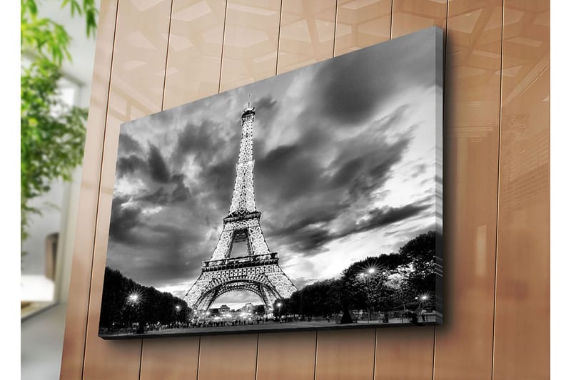 Canvas taulu 70x100 cm - Eiffel-torni dramaattisessa mustavalkoisessa sommitelmassa - Musta / Valkoinen / Harmaa - Sisustustuotteet - Taulu & taide - Canvas-taulu