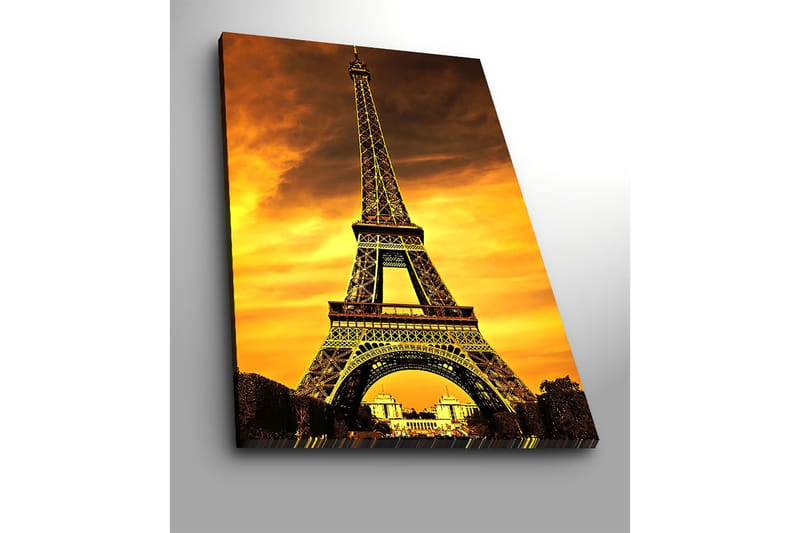 Canvas taulu 70x100 cm - Eiffel-torni dramaattista auringonlaskua vasten - Kulta / Oranssi / Musta - Sisustustuotteet - Taulu & taide - Canvas-taulu