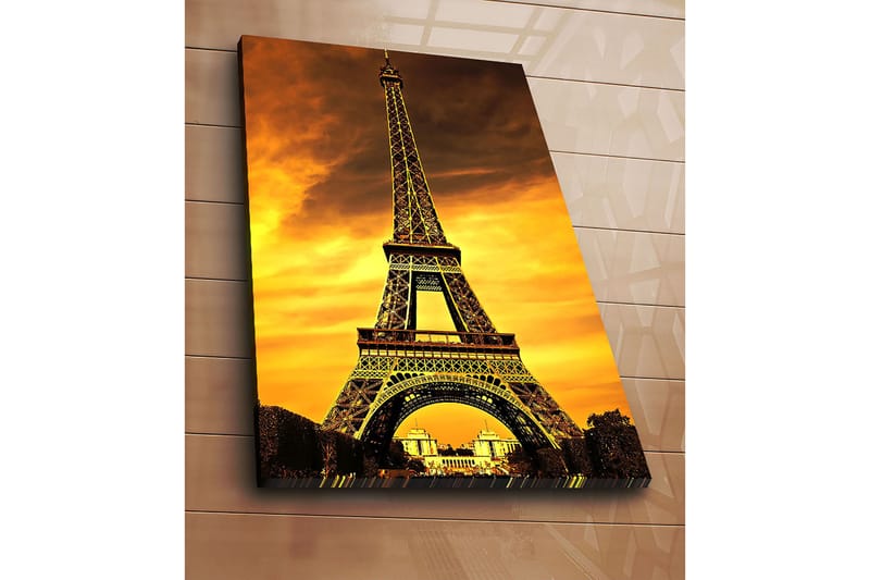 Canvas taulu 70x100 cm - Eiffel-torni dramaattista auringonlaskua vasten - Kulta / Oranssi / Musta - Sisustustuotteet - Taulu & taide - Canvas-taulu