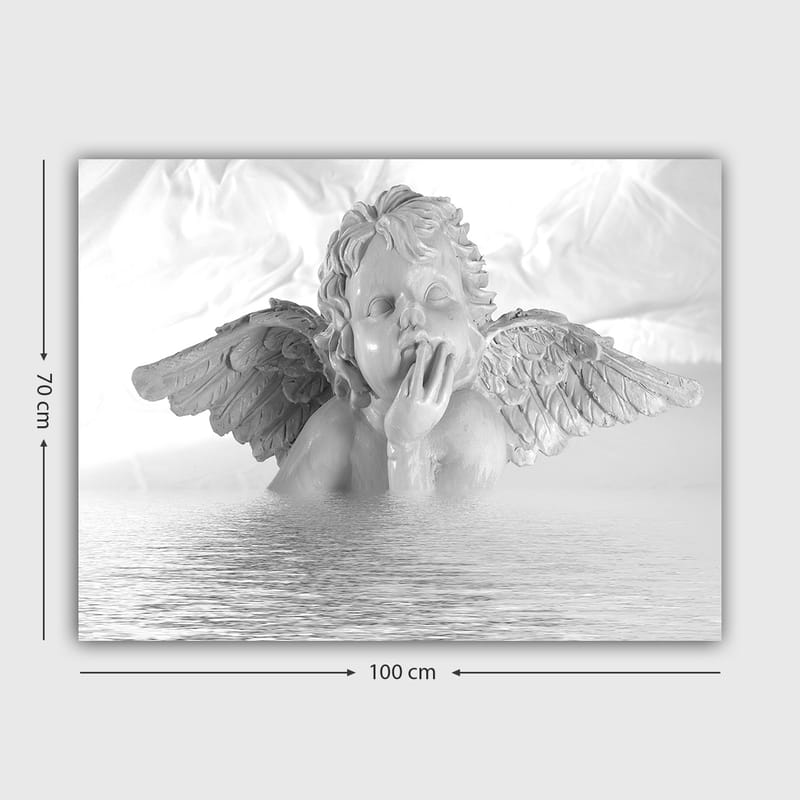 Canvas taulu 70x100 cm - Enkeli mietteliäs poseeraus osittain veden alla - Valkoinen / Vaaleanharmaa - Sisustustuotteet - Taulu & taide - Canvas-taulu