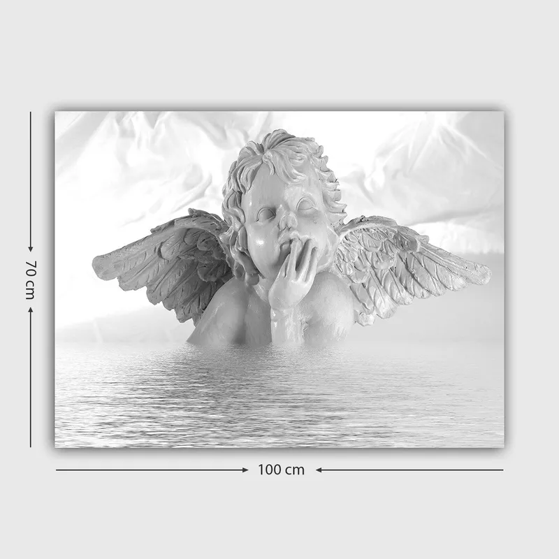 Canvas taulu 70x100 cm - Enkeli mietteliäs poseeraus osittain veden alla - Valkoinen / Vaaleanharmaa - Sisustustuotteet - Taulu & taide - Canvas-taulu